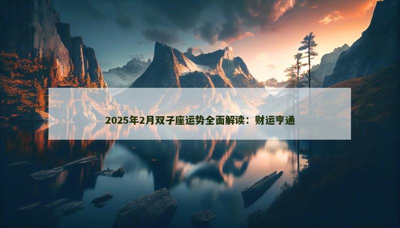 2025年2月双子座运势全面解读：财运亨通