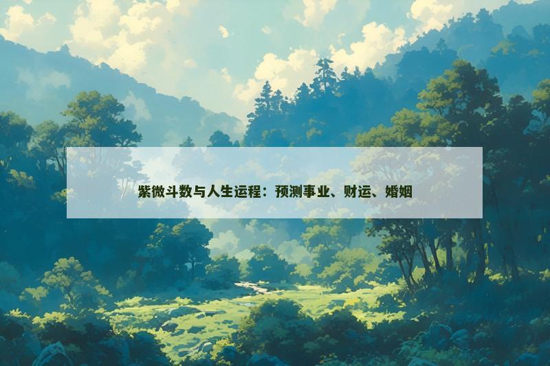 紫微斗数与人生运程：预测事业、财运、婚姻