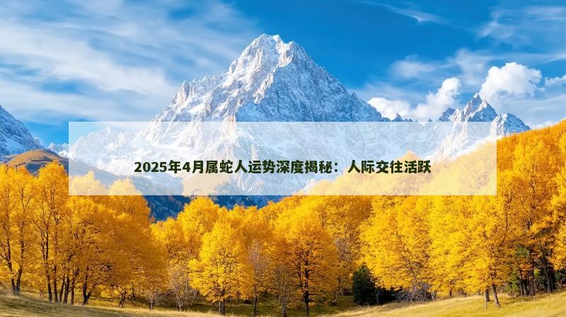 2025年4月属蛇人运势深度揭秘：人际交往活跃