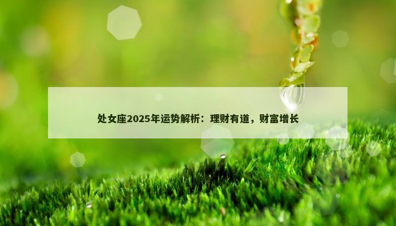 处女座2025年运势解析：理财有道，财富增长