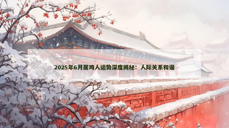 2025年6月属鸡人运势深度揭秘：人际关系和谐