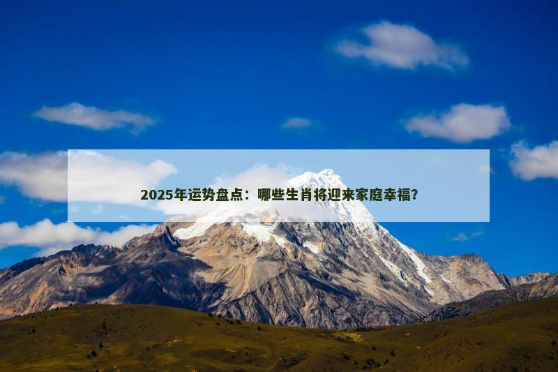2025年运势盘点:哪些生肖将迎来家庭幸福?