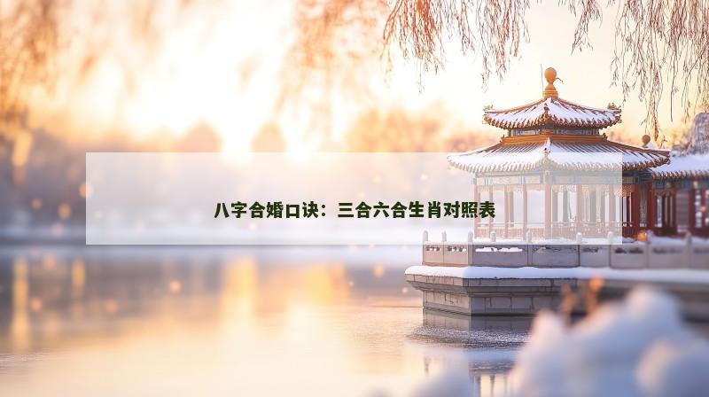 八字合婚口诀:三合六合生肖对照表