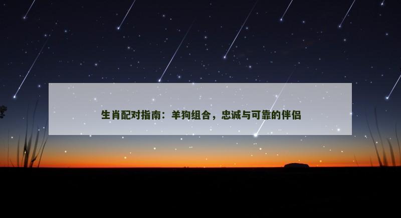 生肖配对指南:羊狗组合,忠诚与可靠的伴侣