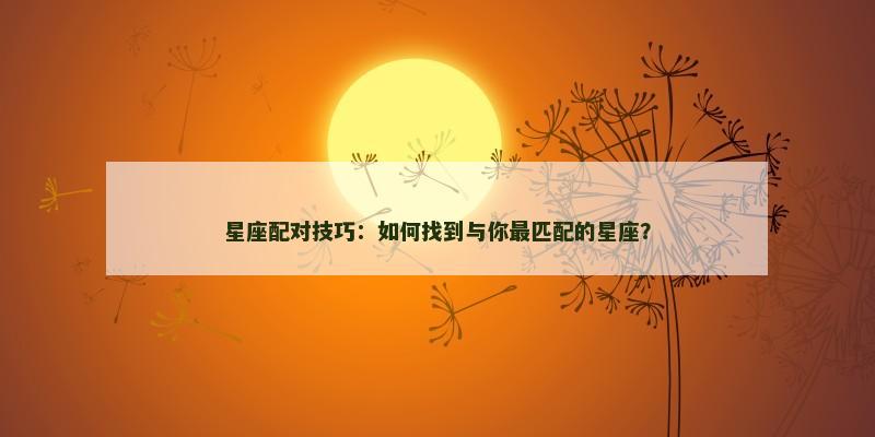 星座配对技巧:如何找到与你最匹配的星座?